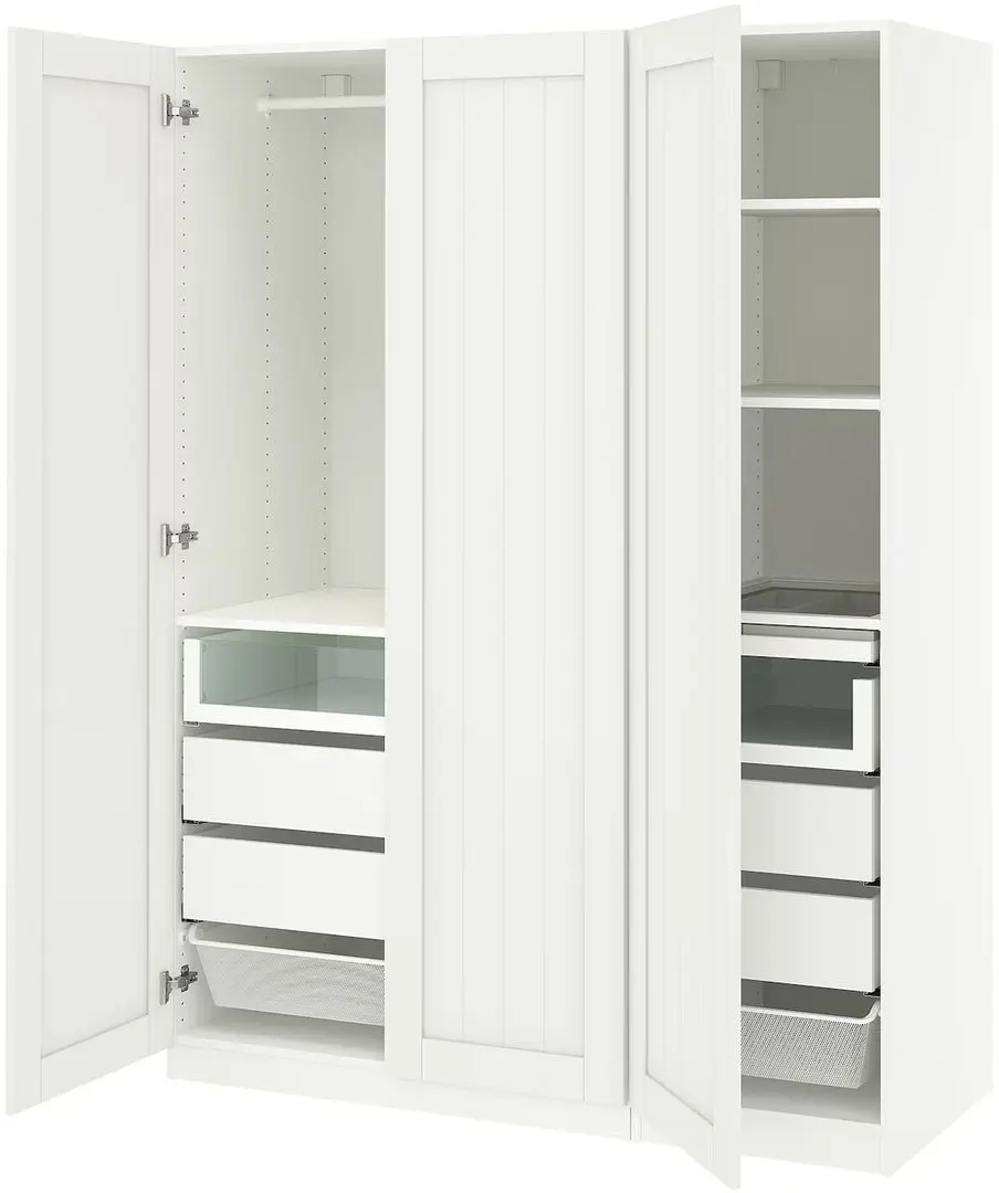 Dulap Ikea Pax/Gullaberg rafturi/bara/sertare/cosuri 150x60x201 (Alb)