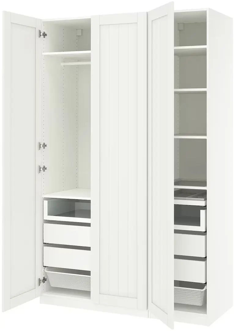 Dulap Ikea Pax/Gullaberg rafturi/bara/sertare/cosuri 150x60x236 (Alb)