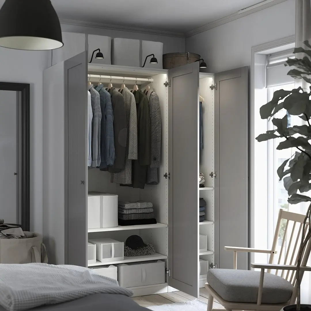 Dulap Ikea Pax/Gullaberg rafturi/bare 150x60x201 (Alb/Gri)