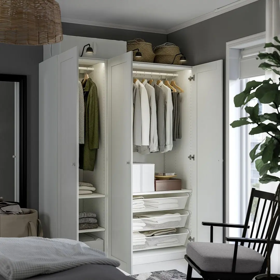 Dulap Ikea Pax/Gullaberg rafturi/bare/cosuri 150x60x201 (Alb)