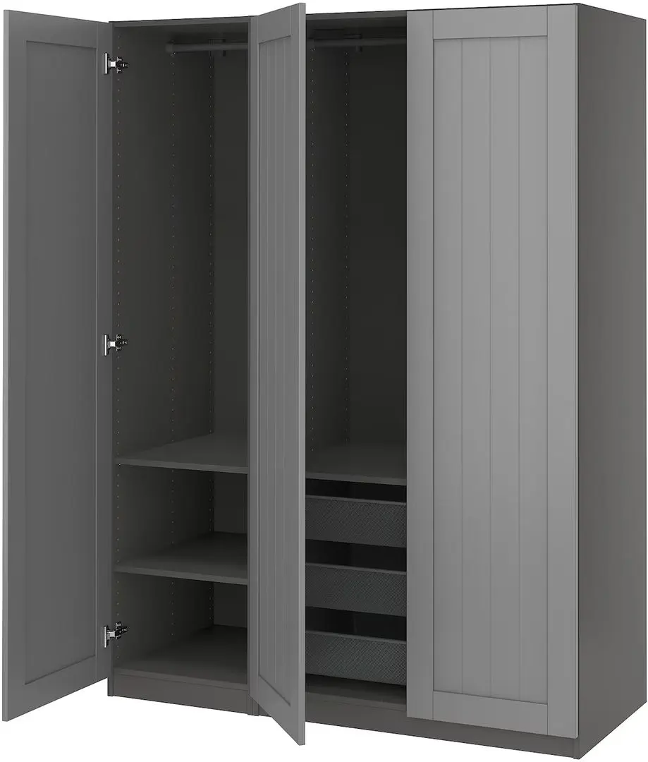 Dulap Ikea Pax/Gullaberg rafturi/bare/cosuri 150x60x201 (Gri/Gri inchis)