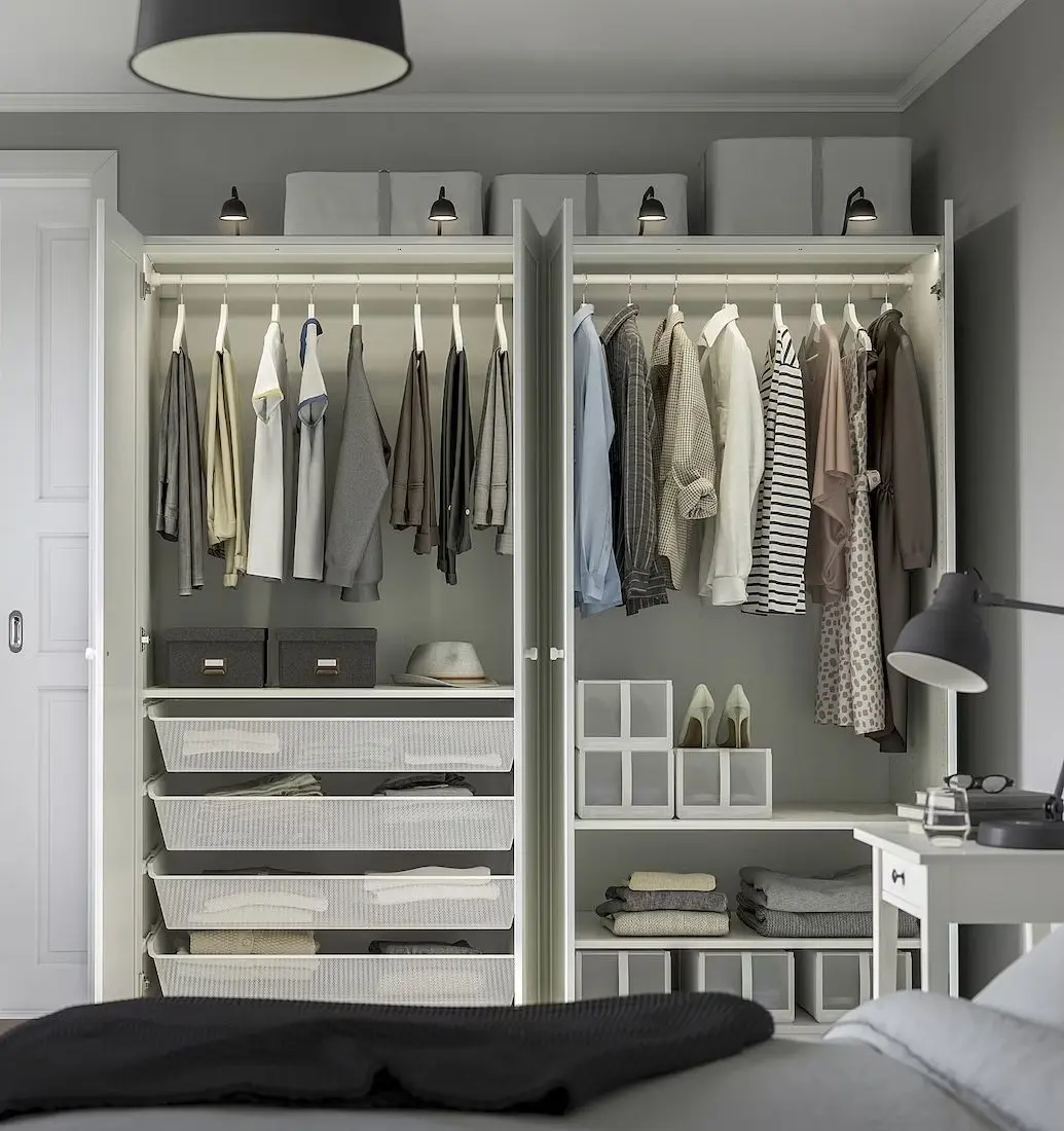 Dulap Ikea Pax/Gullaberg rafturi/bare/cosuri 200x60x201 (Alb)