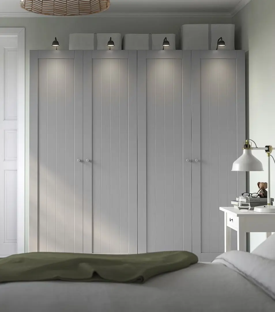 Dulap Ikea Pax/Gullaberg rafturi/bare/cosuri 200x60x201 (Alb/Gri)