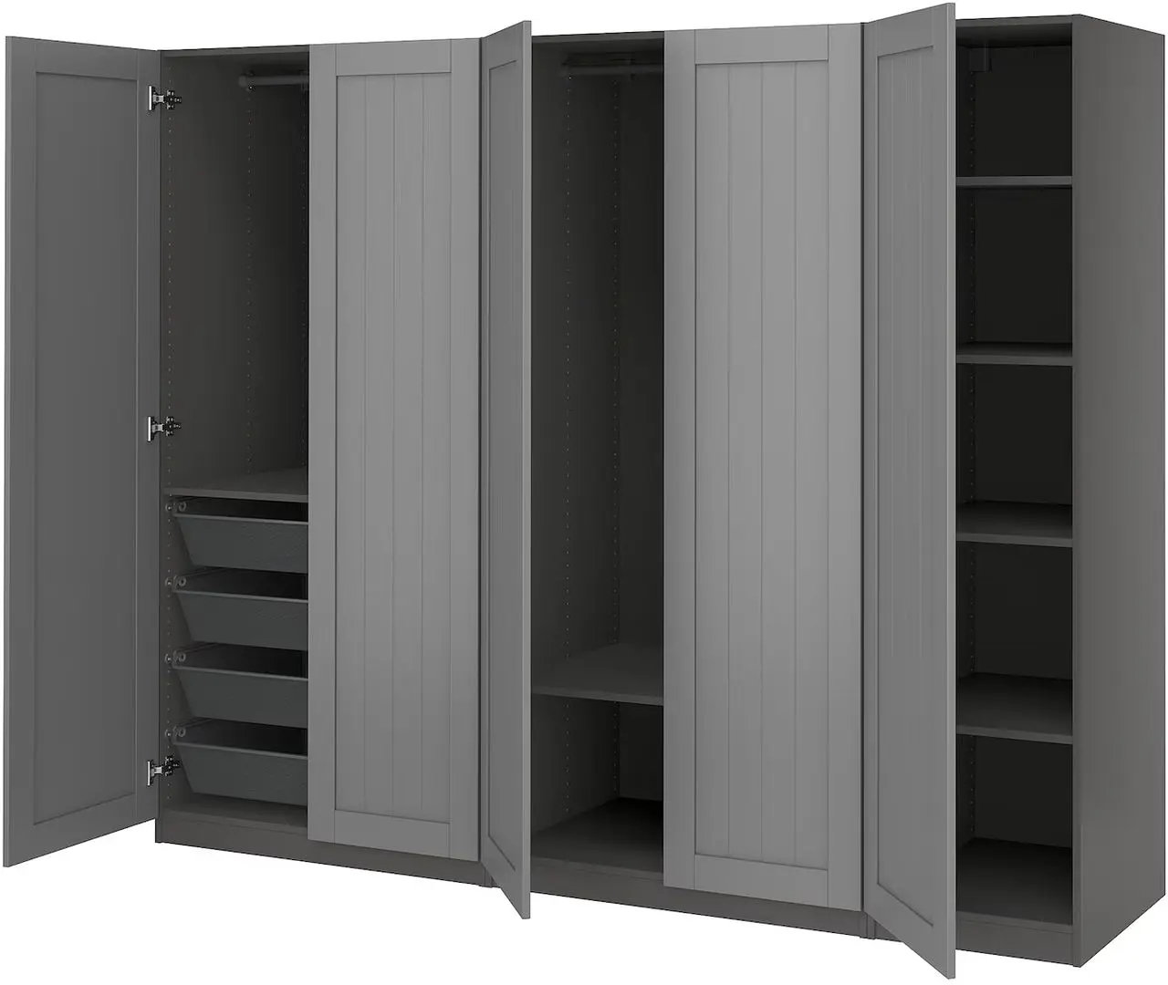 Dulap Ikea Pax/Gullaberg rafturi/bare/cosuri 250x60x201 (Gri/Gri inchis)