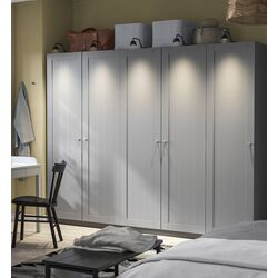 Шкаф Ikea Pax/Gullaberg полки/штанги/корзины 250x60x201 (Серый/Тёмно-серый)