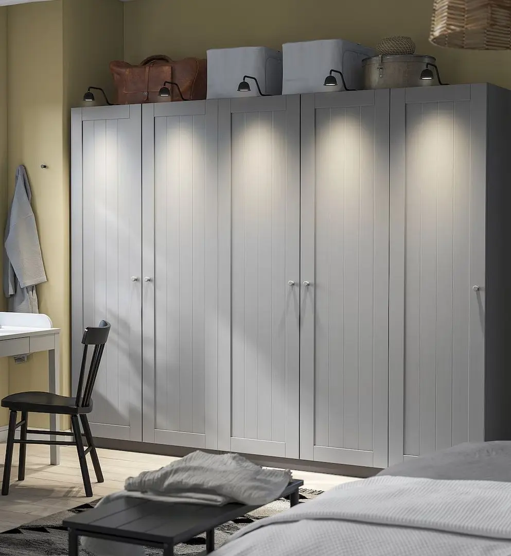 Dulap Ikea Pax/Gullaberg rafturi/bare/cosuri 250x60x201 (Gri/Gri inchis)