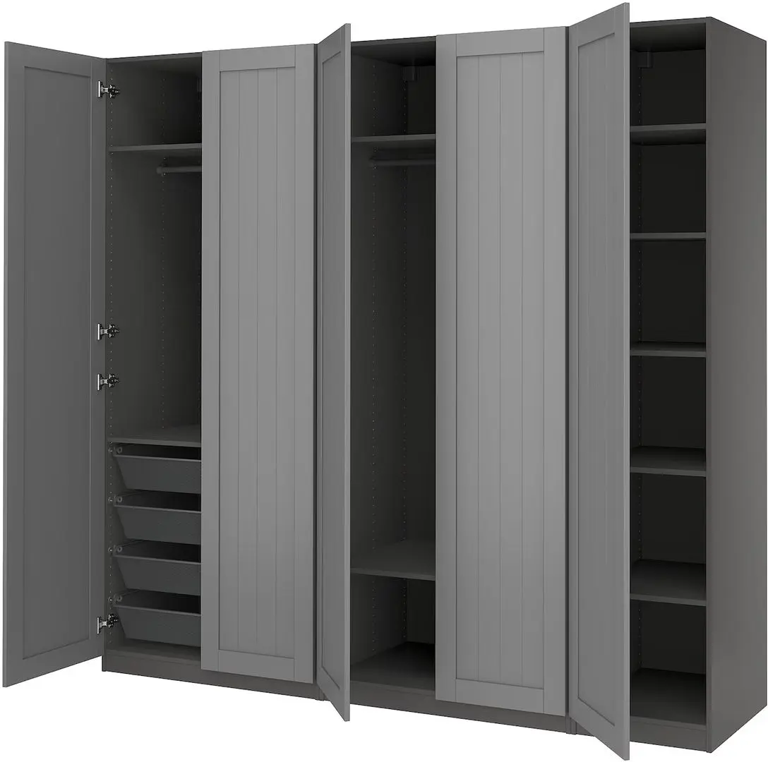 Dulap Ikea Pax/Gullaberg rafturi/bare/cosuri 250x60x236 (Gri inchis/Gri)