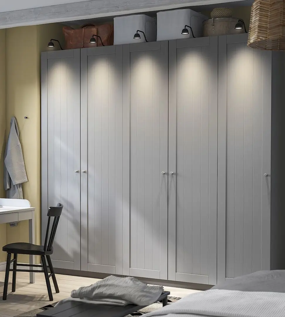 Dulap Ikea Pax/Gullaberg rafturi/bare/cosuri 250x60x236 (Gri inchis/Gri)