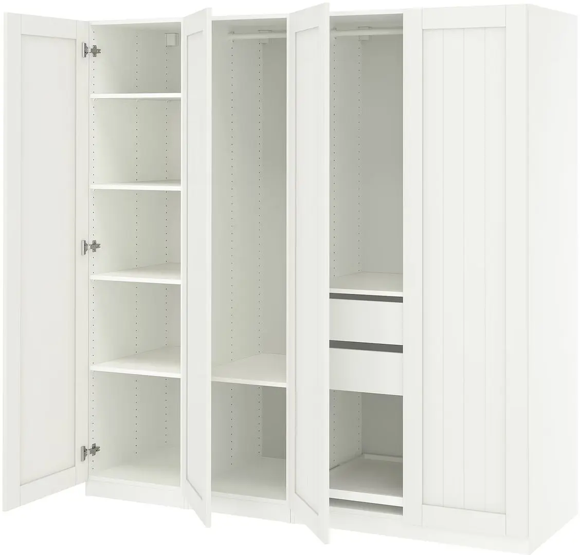 Dulap Ikea Pax/Gullaberg rafturi/bare/sertare 200x60x201 (Alb)