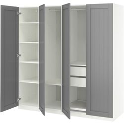 Dulap Ikea Pax/Gullaberg rafturi/bare/sertare 200x60x201 (Alb/Gri) Thumb