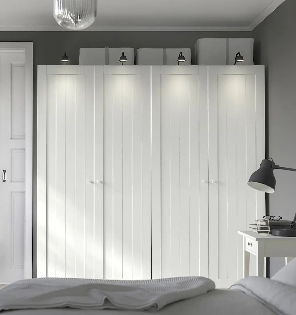 Dulap Ikea Pax/Gullaberg rafturi/bare/sertare 200x60x201 (Alb)