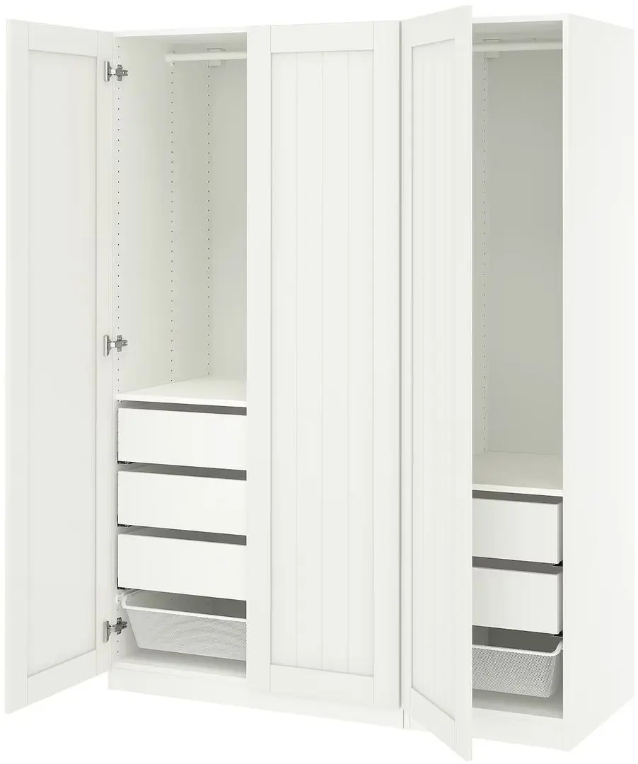 Dulap Ikea Pax/Gullaberg rafturi/bare/sertare/cosuri 150x60x201 (Alb)