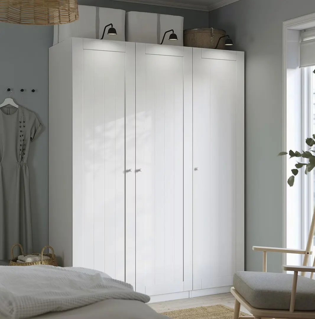 Dulap Ikea Pax/Gullaberg rafturi/bare/sertare/cosuri 150x60x201 (Alb)