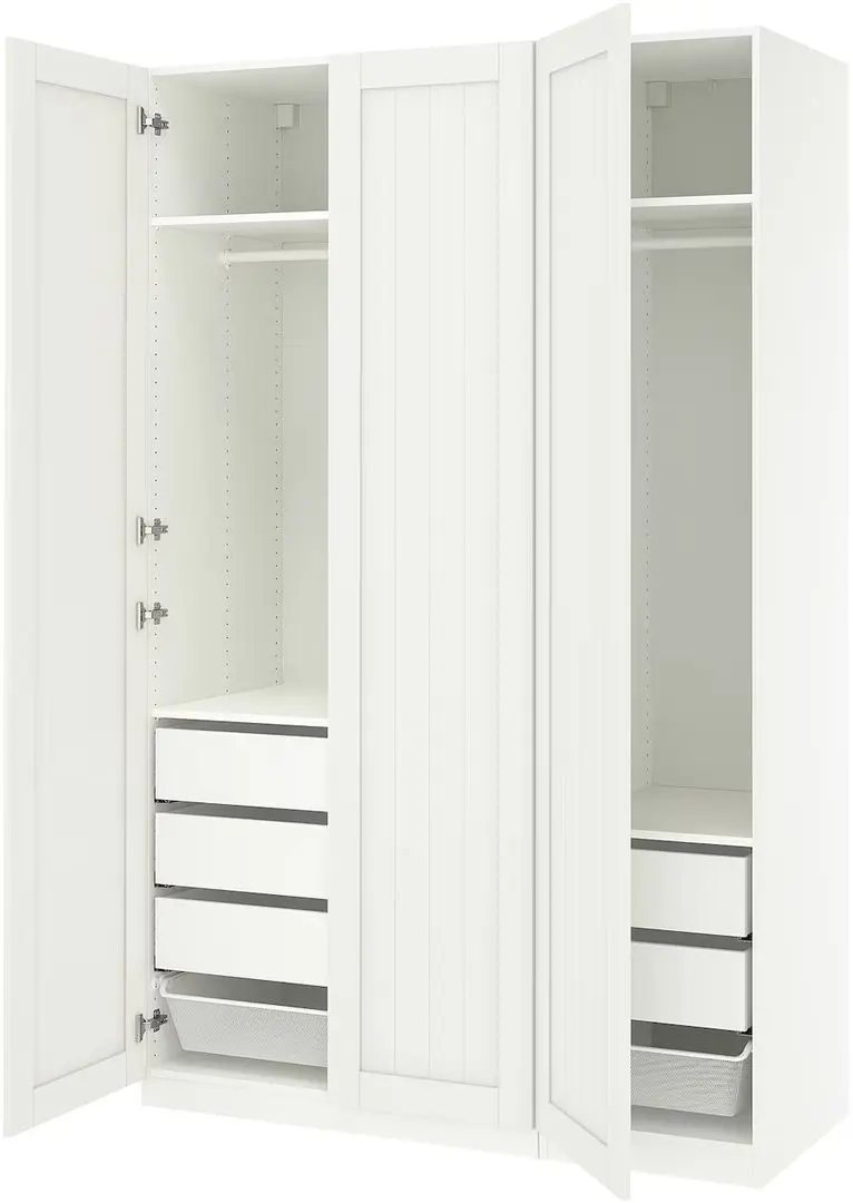 Dulap Ikea Pax/Gullaberg rafturi/bare/sertare/cosuri 150x60x236 (Alb)