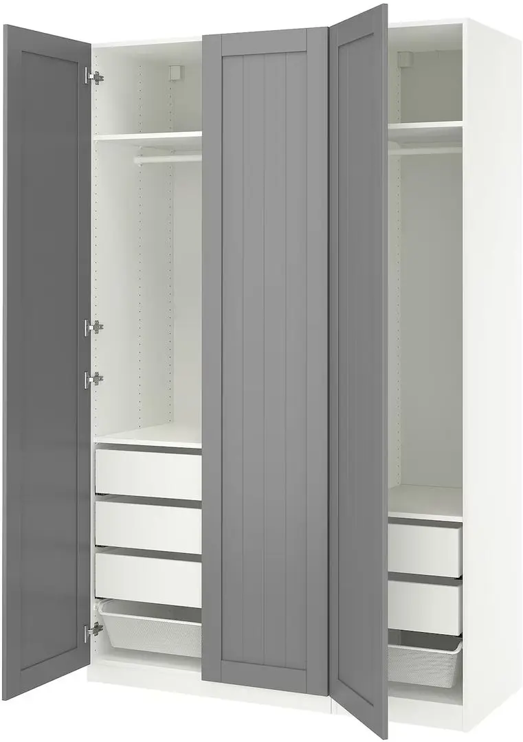 Dulap Ikea Pax/Gullaberg rafturi/bare/sertare/cosuri 150x60x236 (Alb/Gri)