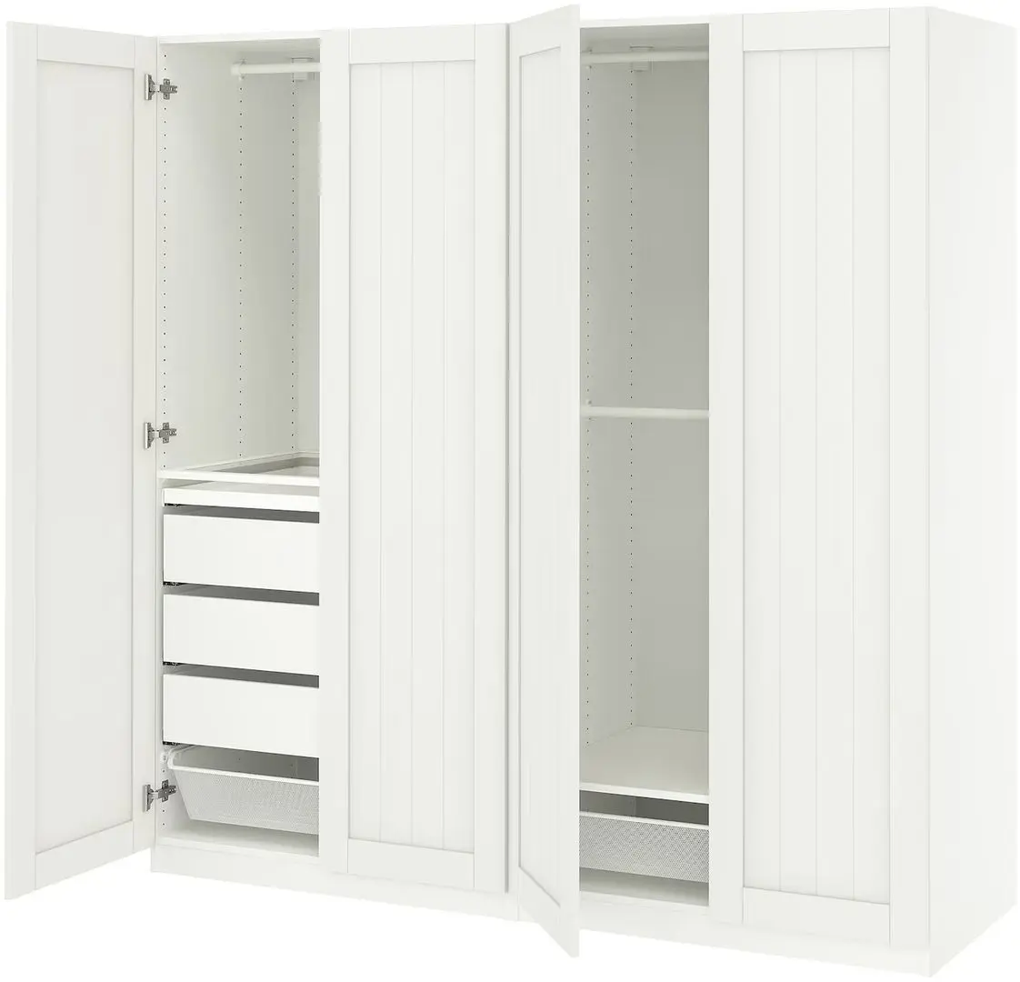 Dulap Ikea Pax/Gullaberg rafturi/bare/sertare/cosuri 200x60x201 (Alb)