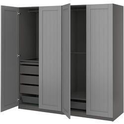 Dulap Ikea Pax/Gullaberg rafturi/bare/sertare/cosuri 200x60x201 (Gri inchis/Gri) Thumb