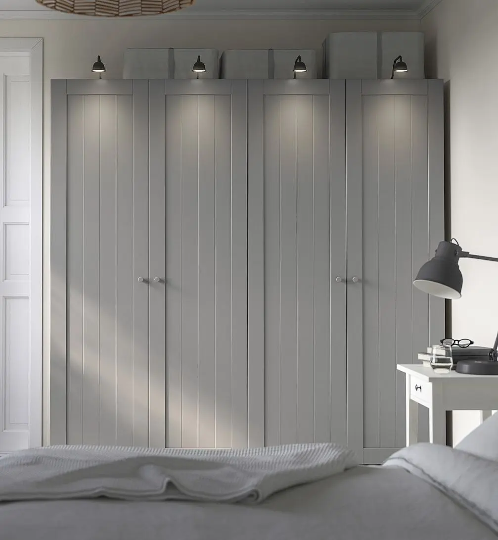 Dulap Ikea Pax/Gullaberg rafturi/bare/sertare/cosuri 200x60x201 (Gri inchis/Gri)