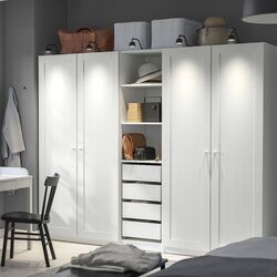 Шкаф Ikea Pax/Gullaberg полки/штанги/ящики/корзины 250x60x201 (Белый)