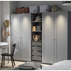 Dulap Ikea Pax/Gullaberg rafturi/bare/sertare/cosuri 250x60x201 (Gri inchis/Gri)