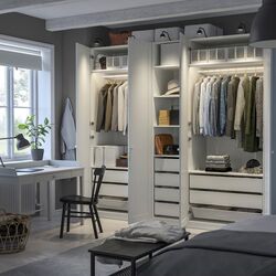 Dulap Ikea Pax/Gullaberg rafturi/bare/sertare/cosuri 250x60x236 (Alb) Thumb