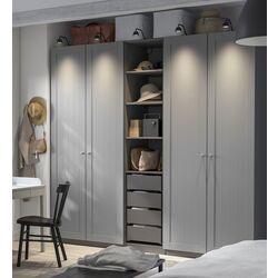 Шкаф Ikea Pax/Gullaberg полки/штанги/ящики/корзины 250x60x236 (Темно-серый/Серый)