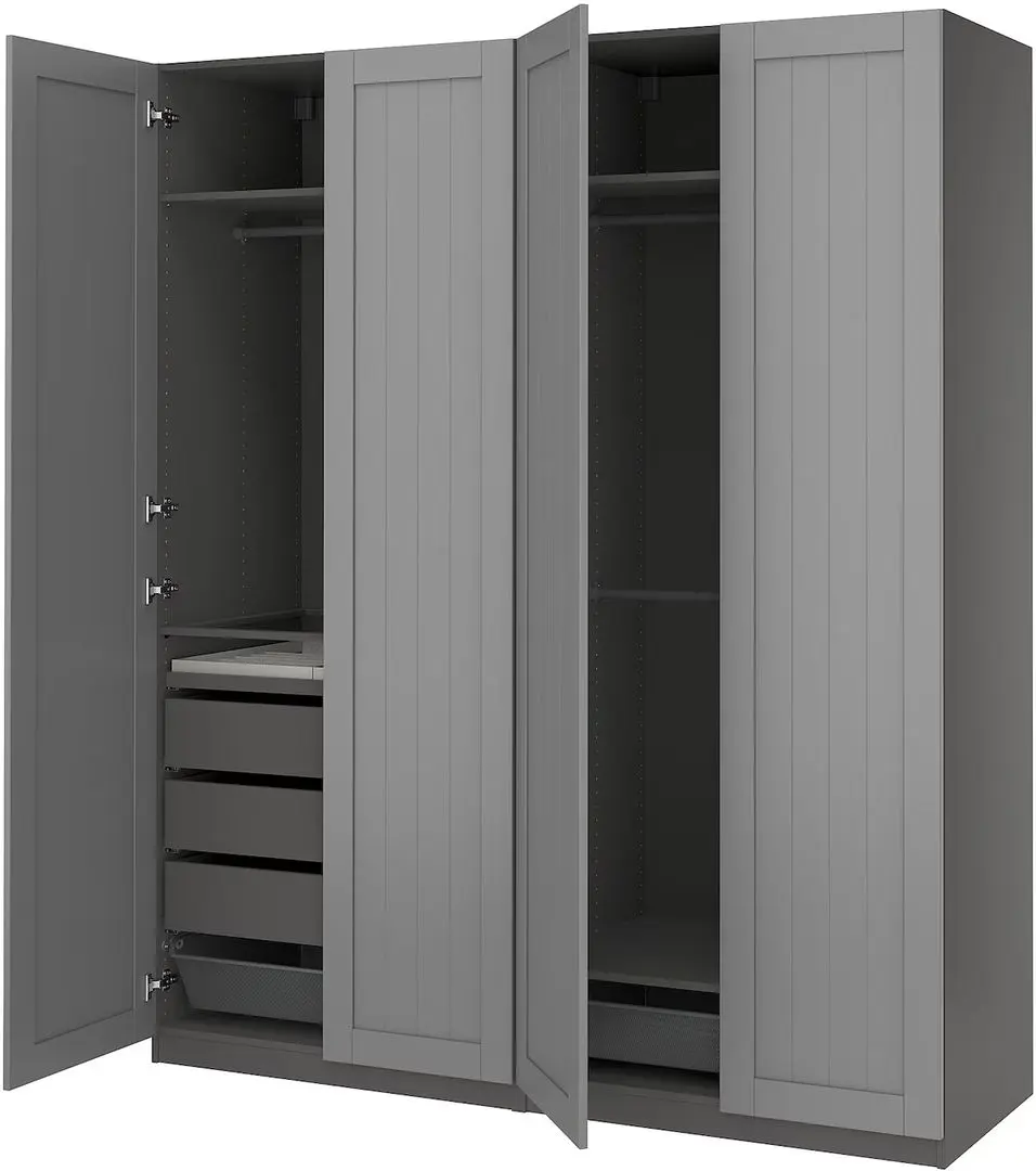 Dulap Ikea Pax/Gullaberg rafturi/bare/sertare/cosuri/organizatoare 200x60x236 (Gri inchis/Gri)