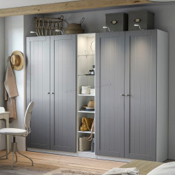 Dulap Ikea Pax/Gullaberg rafturi/bare/sertare/cosuri/etajera 235x60x201 (Gri/Alb)