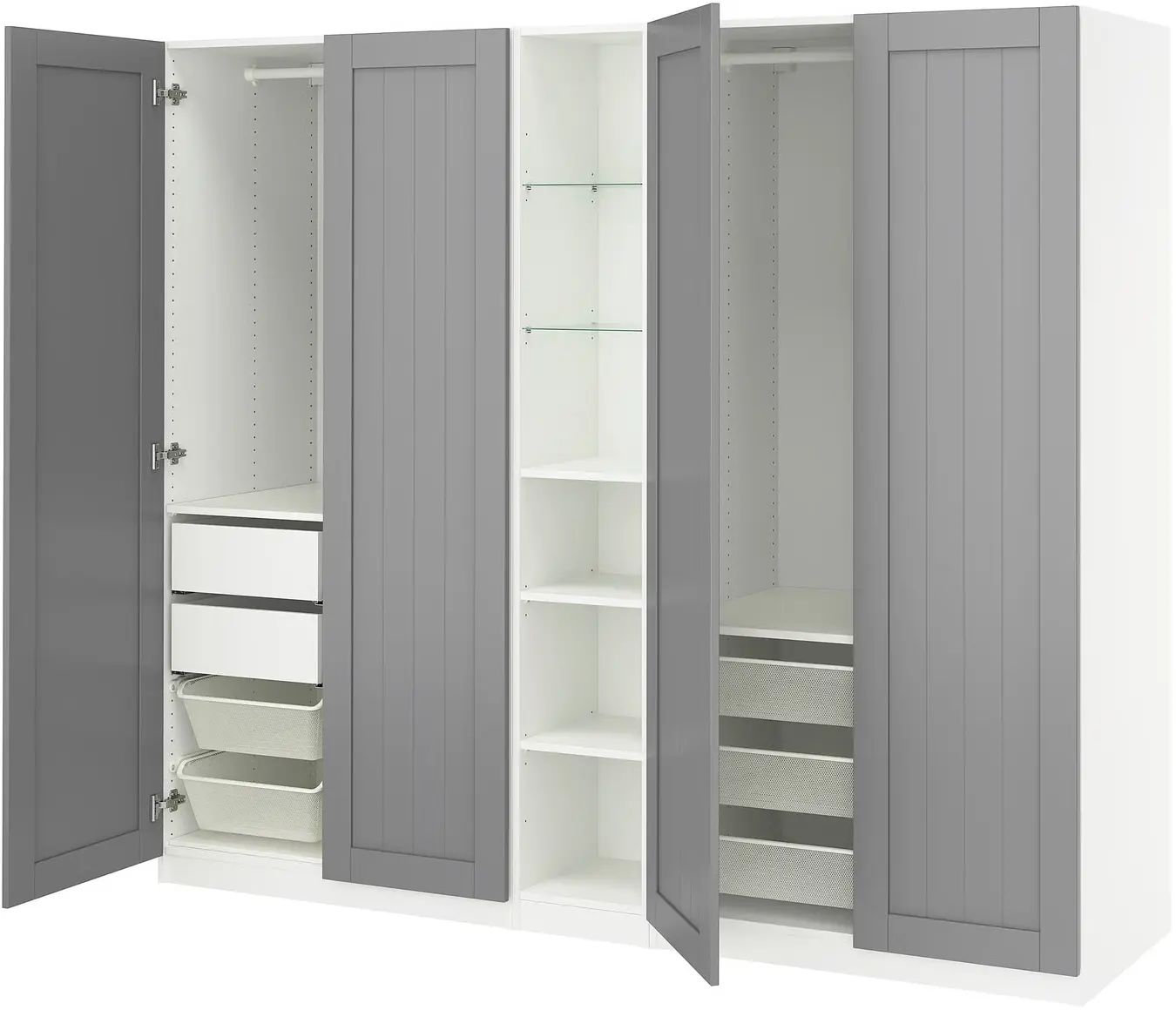 Dulap Ikea Pax/Gullaberg rafturi/bare/sertare/cosuri/etajera 235x60x201 (Gri/Alb) - 4