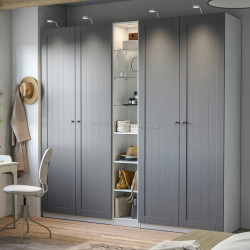 Шкаф Ikea Pax/Gullaberg полки/штанги/ящики/корзины/стеллаж 235x60x236 (Серый/Белый)