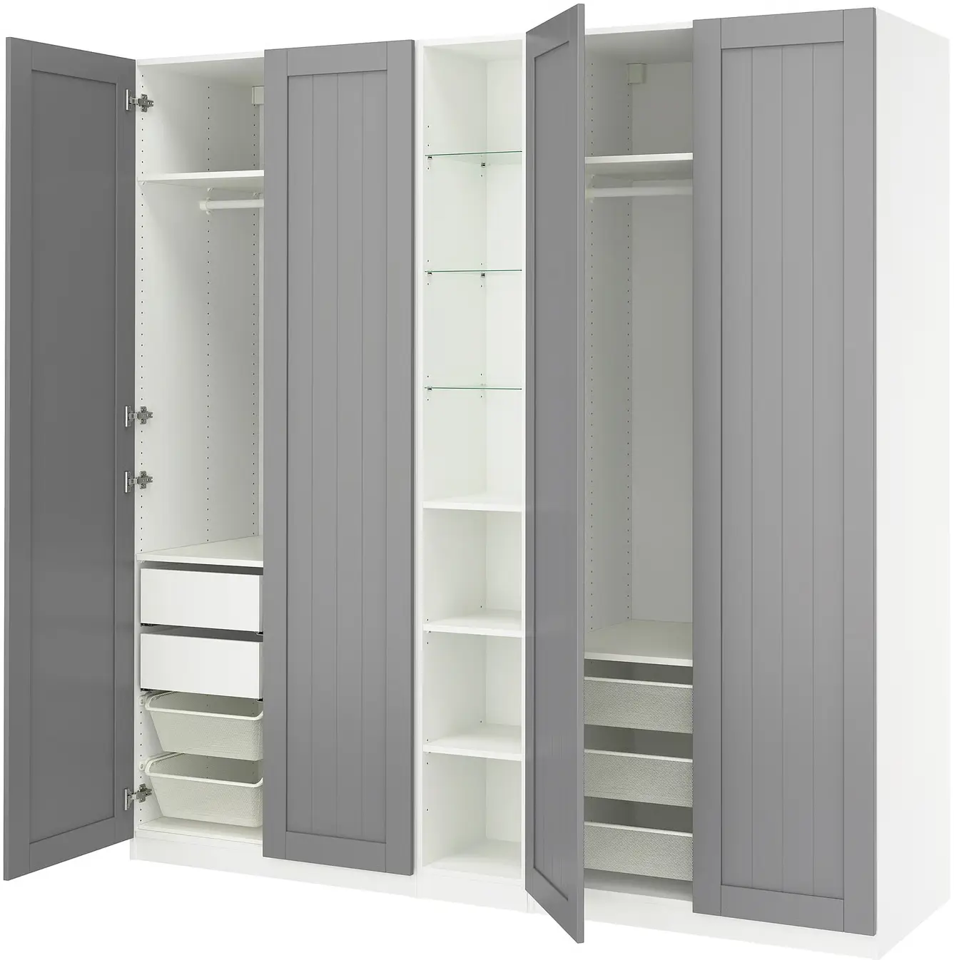 Dulap Ikea Pax/Gullaberg rafturi/bare/sertare/cosuri/etajera 235x60x236 (Gri/Alb) - 4