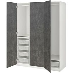 Dulap Ikea Pax/Kallviken rafturi/bare/sertare/cosuri 150x60x201 (Alb/Gri inchis Aspect Beton) Thumb