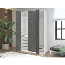 Шкаф Ikea Pax/Kallviken полки/штанги/ящики/корзины 150x60x236 (Белый/Тёмно-серый Под Бетон)