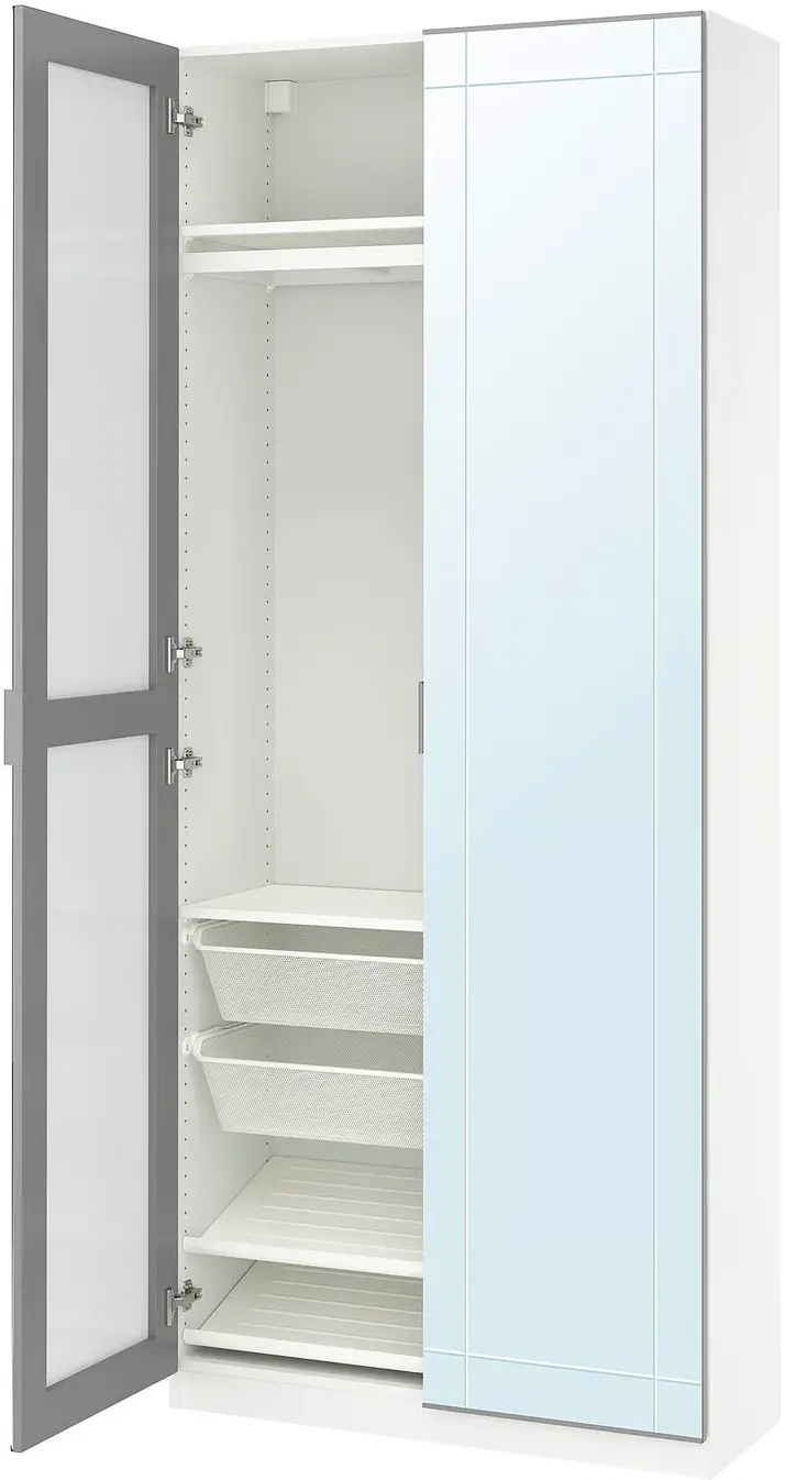 Dulap Ikea Pax/Kammartorp rafturi/bara/cosuri/polite incaltaminte/oglinzi 100x38x236 (Alb) - 2