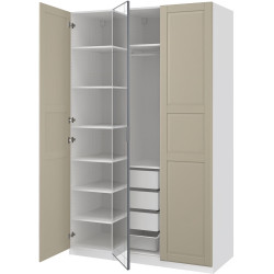 Dulap Ikea Pax/Kammartorp/Tyssedal rafturi/bara/sertare/cos/oglinda 150x66x236 (Alb/Gri-bej) Thumb