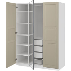 Dulap Ikea Pax/Kammartorp/Tyssedal rafturi/bara/sertare/cos/oglinda 150x66x201 (Alb/Gri-bej) Thumb