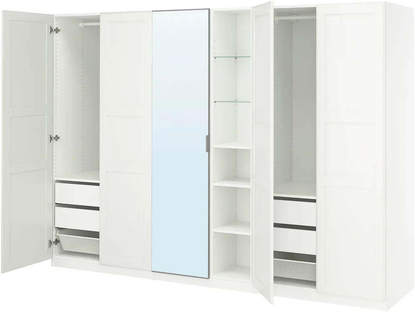 Шкаф Ikea Pax/Kammartorp/Tyssedal полки/штанги/ящики/корзины/стеллаж/зеркало 285x60x201 (Белый) - 4