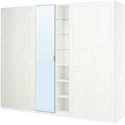 Dulap Ikea Pax/Kammartorp/Tyssedal rafturi/bare/sertare/cosuri/etajera/oglinda 285x60x236 (Alb) Thumb