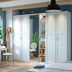 Dulap Ikea Pax/Kammartorp/Tyssedal rafturi/bare/sertare/cosuri/etajera/oglinda 285x60x236 (Alb)