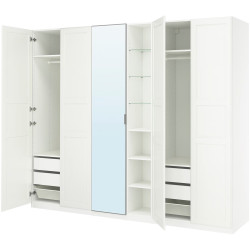 Dulap Ikea Pax/Kammartorp/Tyssedal rafturi/bare/sertare/cosuri/etajera/oglinda 285x60x236 (Alb) Thumb
