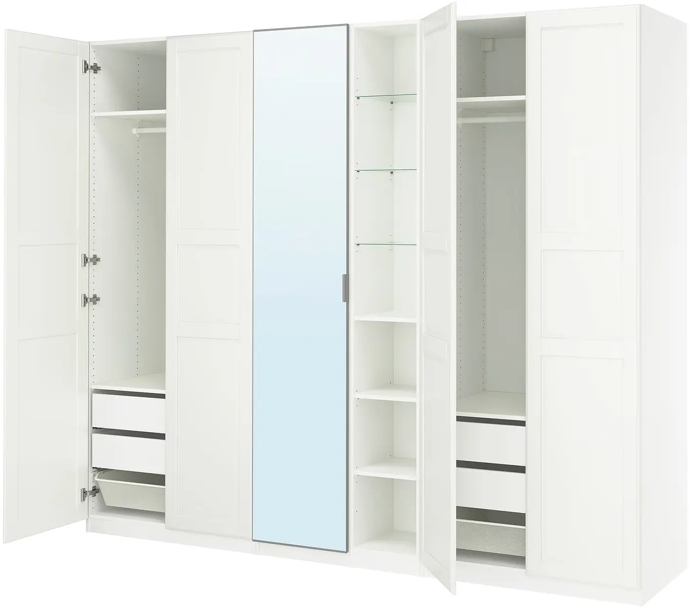 Dulap Ikea Pax/Kammartorp/Tyssedal rafturi/bare/sertare/cosuri/etajera/oglinda 285x60x236 (Alb) - 4