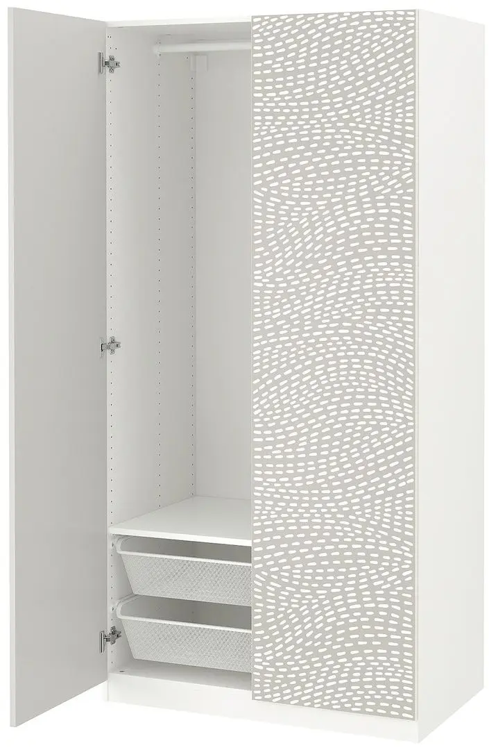 Dulap Ikea Pax/Mistudden rafturi/bara/sertare cu model 100х60х201 (Alb/Gri)