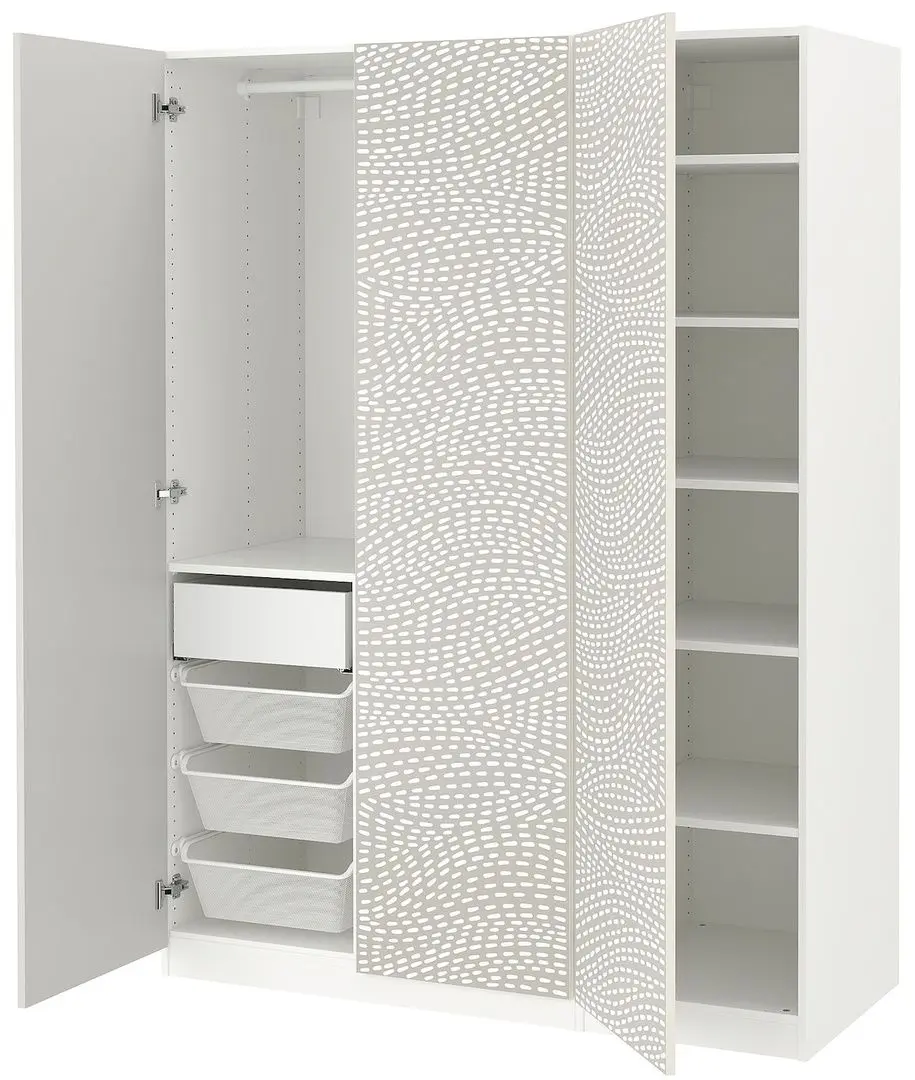 Dulap Ikea Pax/Mistudden rafturi/bara/sertare cu model 150х60х201 (Alb/Gri)