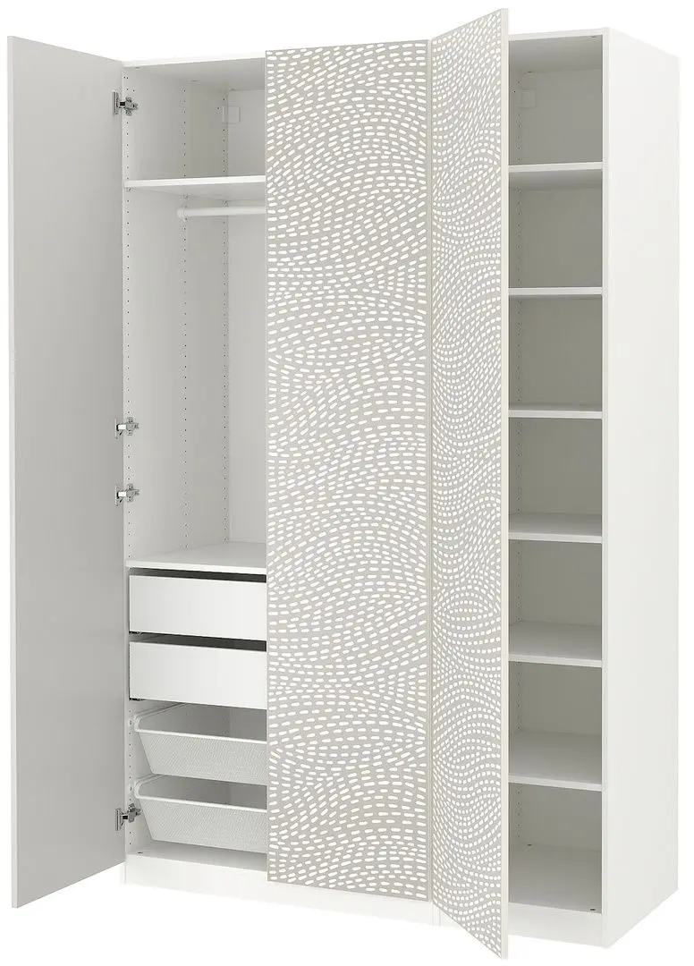 Dulap Ikea Pax/Mistudden rafturi/bara/sertare cu model 150х60х236 (Alb/Gri)