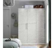 Шкаф Ikea Pax/Mistudden полки/штанга/ящики с рисунком 150x60x201 (Белый/Серый)