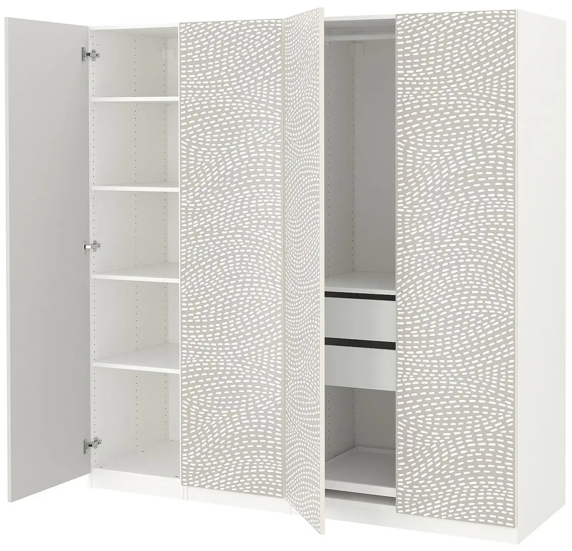 Dulap Ikea Pax/Mistudden rafturi/bara/sertare cu model 200х60х201 (Alb/Gri)