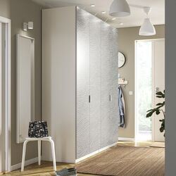 Шкаф Ikea Pax/Mistudden полки/штанги с рисунком 200x60x236 (Белый/Серый)