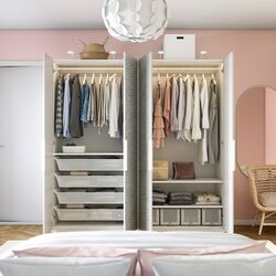 Dulap Ikea Pax/Mistudden rafturi/bare/sertare cu model 200x60x201 (Alb/Gri) Thumb