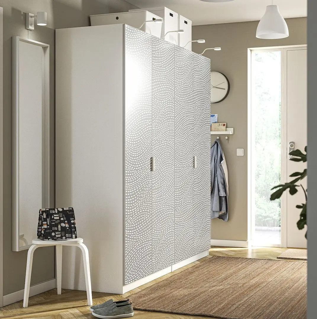 Dulap Ikea Pax/Mistudden rafturi/bare/sertare cu model 200x60x201 (Alb/Gri)