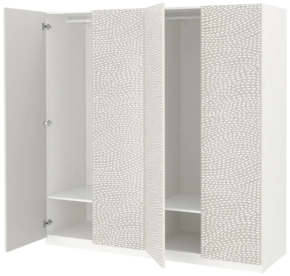 Dulap Ikea Pax/Mistudden rafturi/bare/sertare cu model 200x60x201 (Alb/Gri)